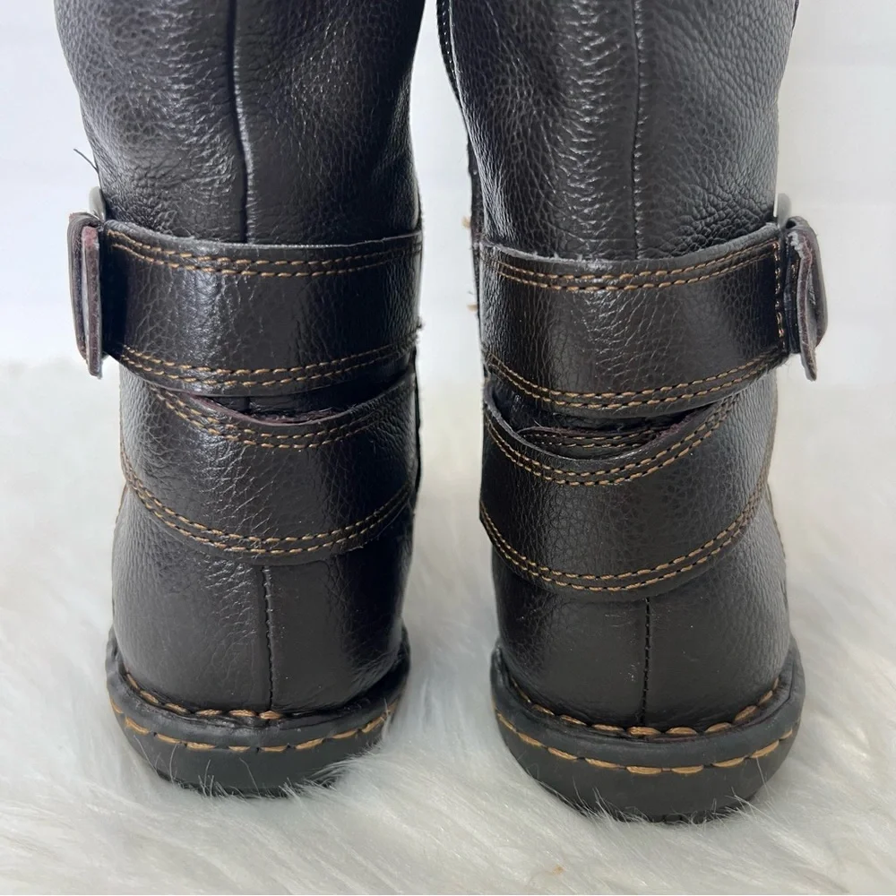 B O C Born Brown Leather Zip Up Granola Girl Boho Knee High Riding Boots 6.5